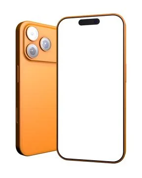 Orange Smartphone Vector Mockup Perspective View Stock Illustration