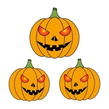 An orange smiling pumpkin with laser red eyes Stock Illustration