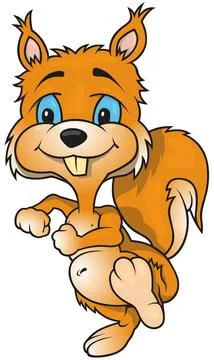 Orange Smiling Walking Squirrel Stock Illustration