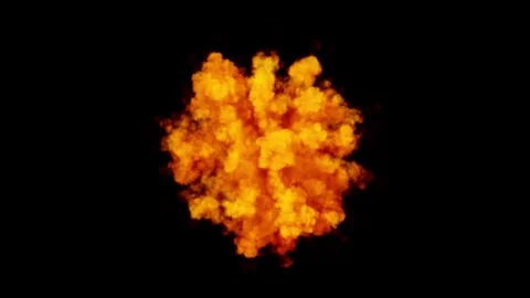 Orange smoke ball explosion with alpha channel Stock Footage 255010242