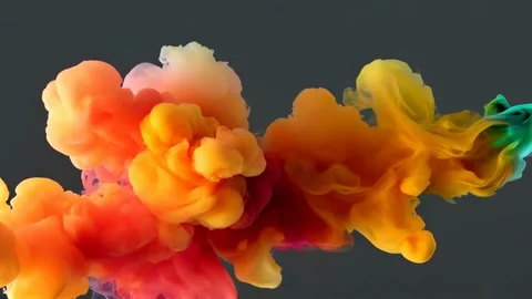 Orange smoke dragon curls through teal mist Stock Footage 317072694