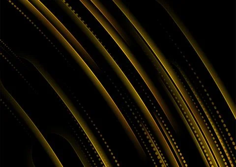 Orange smooth glowing stripes and dotted lines abstract tech background Stock-Illustration