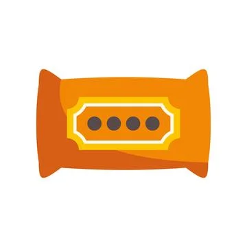 Orange snack package with a blank label and four dots Illustrazione stock