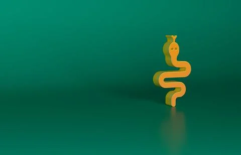 Orange Snake icon isolated on green background. Minimalism concept. 3D render Stock Illustration