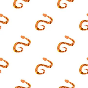 Orange snake with yellow spots pattern flat Stock Illustration