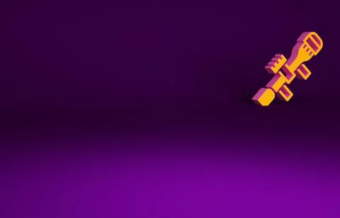 Orange Sniper optical sight icon isolated on purple background. Sniper scope  Stock Illustration