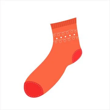 Orange sock on white background for web design Stock Illustration