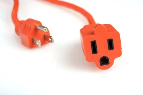 Orange socket and power plug Stock Photos