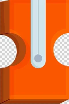 Orange socket faceplate showing two holes and grounding pin in flat design on Stock Illustration