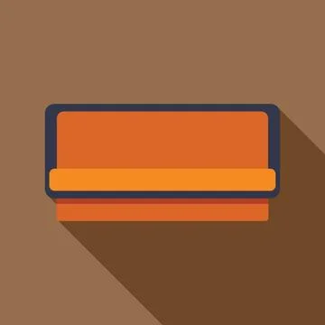 Orange sofa casting long shadow on brown background Stock Illustration