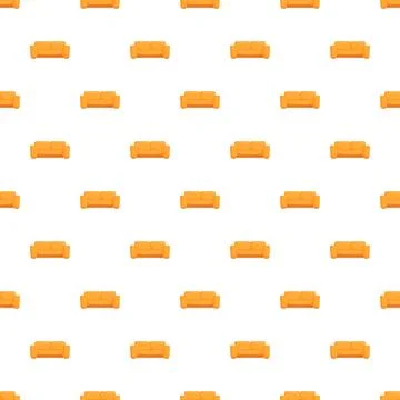 Orange sofa couches seamless pattern for home interior design イラスト素材