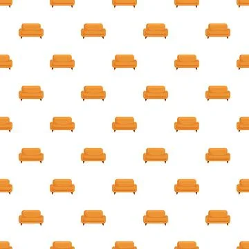 Orange sofa seamless pattern for home decor Stock Illustration