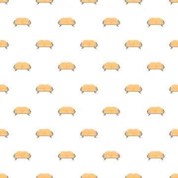 Orange sofa seamless pattern repeating furniture background Illustrazione stock