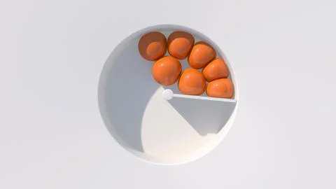 Orange soft balls. White background, hard light. 3d render. Stock Illustration