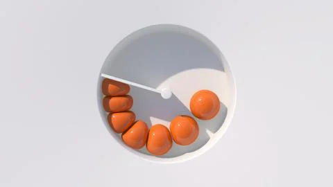Orange soft balls. White background, hard light. 3d render. Stock Illustration