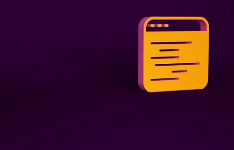 Orange Software, web developer programming code icon isolated on purple backg Stock Illustration