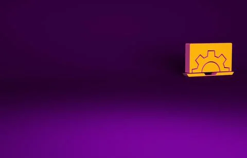 Orange Software, web development, programming concept icon isolated on purple Stock Illustration