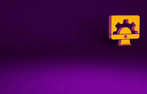 Orange Software, web development, programming concept icon isolated on purple Stock Illustration