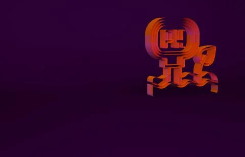 Orange Soil ph testing icon isolated on purple background. PH earth test. Min Illustrazione stock