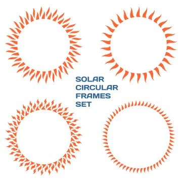 Orange solar circular frames set. Stock Illustration