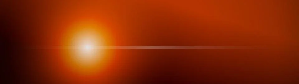 Orange solar flare background with bright sun and horizontal light ray Illustrazione stock