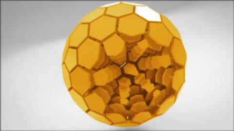 Orange Solid Tech Sphere Unfolding Stock Footage 244465552