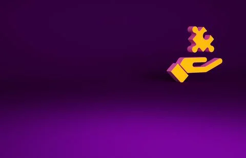 Orange Solution to the problem in psychology icon isolated on purple backgrou イラスト素材