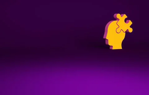 Orange Solution to the problem in psychology icon isolated on purple backgrou Illustrazione stock