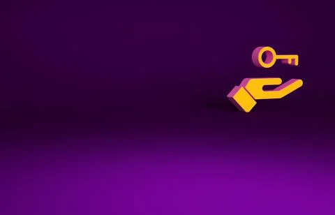 Orange Solution to the problem in psychology icon isolated on purple backgrou Illustrazione stock