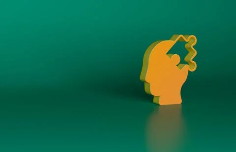 Orange Solution to the problem in psychology icon isolated on green background Stock Illustration
