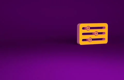Orange Sound mixer controller icon isolated on purple background. Dj equipmen Stock Illustration