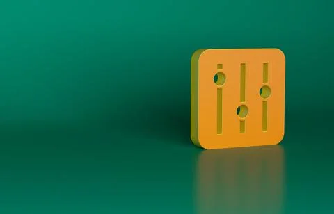 Orange Sound mixer controller icon isolated on green background. Dj equipment Stock Illustration