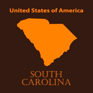 Orange South Carolina map - vector illustration. Illustrazione stock