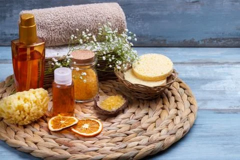 Orange Spa and wellness setting Stock Photos