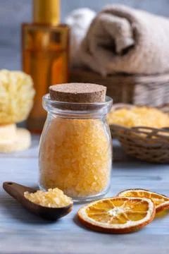 Orange Spa and wellness setting Stockfoto's