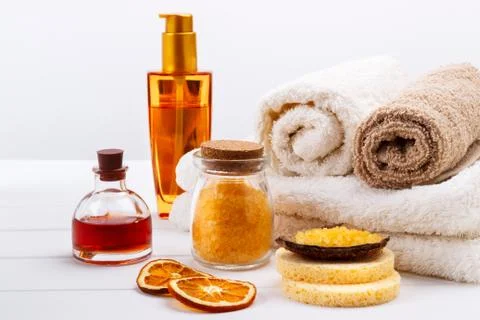 Orange Spa setting Stock Photos