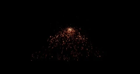Orange Spark Explosion Energy Source Spot On Black Background VFX Stockbeeldmateriaal 330468592