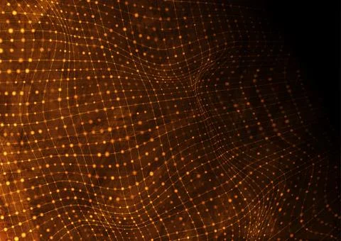 Orange sparkling connect dots abstract futuristic background Stock Illustration