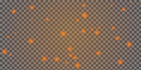 Orange sparks on transparent background with checkered pattern Illustrazione stock