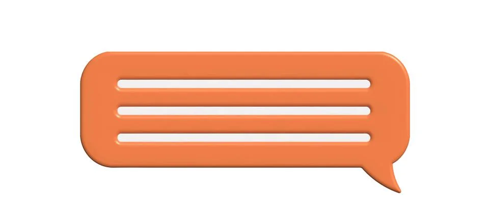 Orange speech bubble 3d isolated on white. 3d vector. Stock Illustration