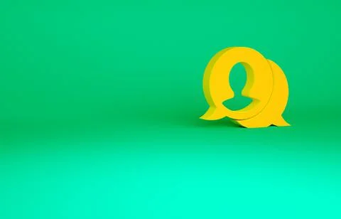 Orange Speech bubble chat icon isolated on green background. Message icon. Co Stock Illustration