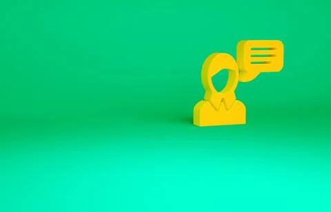 Orange Speech bubble chat icon isolated on green background. Message icon. Co 스톡 일러스트