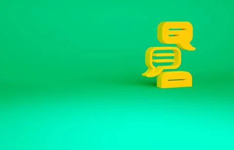 Orange Speech bubble chat icon isolated on green background. Message icon. Co Illustrazione stock