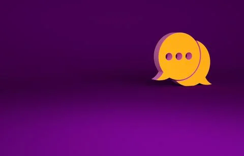 Orange Speech bubble chat icon isolated on purple background. Message icon. C Illustrazione stock