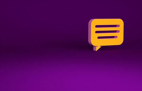 Orange Speech bubble chat icon isolated on purple background. Message icon. C Stock Illustration