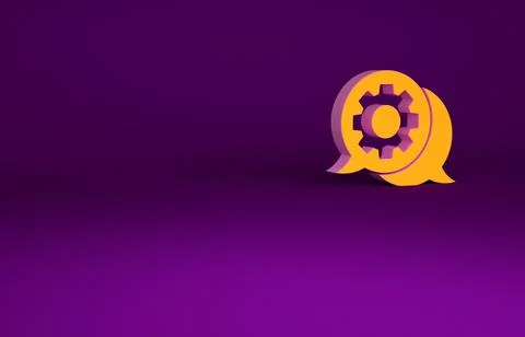 Orange Speech bubble chat icon isolated on purple background. Message icon. C Illustrazione stock