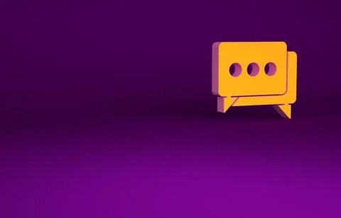 Orange Speech bubble chat icon isolated on purple background. Message icon. C Stock Illustration
