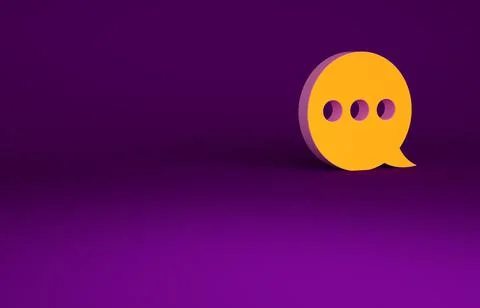 Orange Speech bubble chat icon isolated on purple background. Message icon. C Illustrazione stock