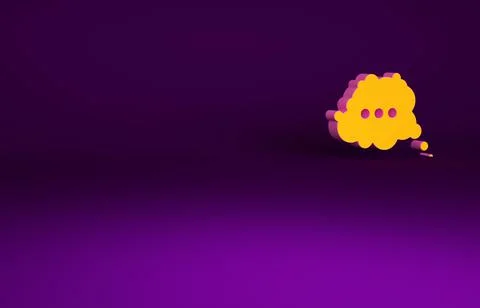 Orange Speech bubble chat icon isolated on purple background. Message icon. C Illustrazione stock