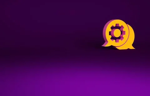 Orange Speech bubble chat icon isolated on purple background. Message icon. C Illustrazione stock